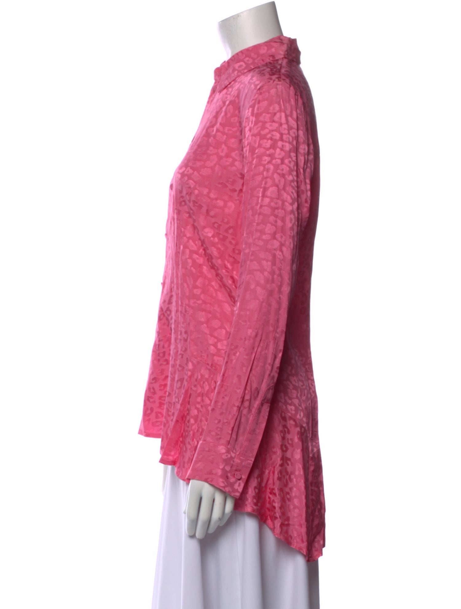 Koché Animal Print Long Sleeve Button-Up Top