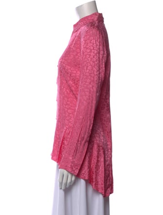 Koché Animal Print Long Sleeve Button-Up Top