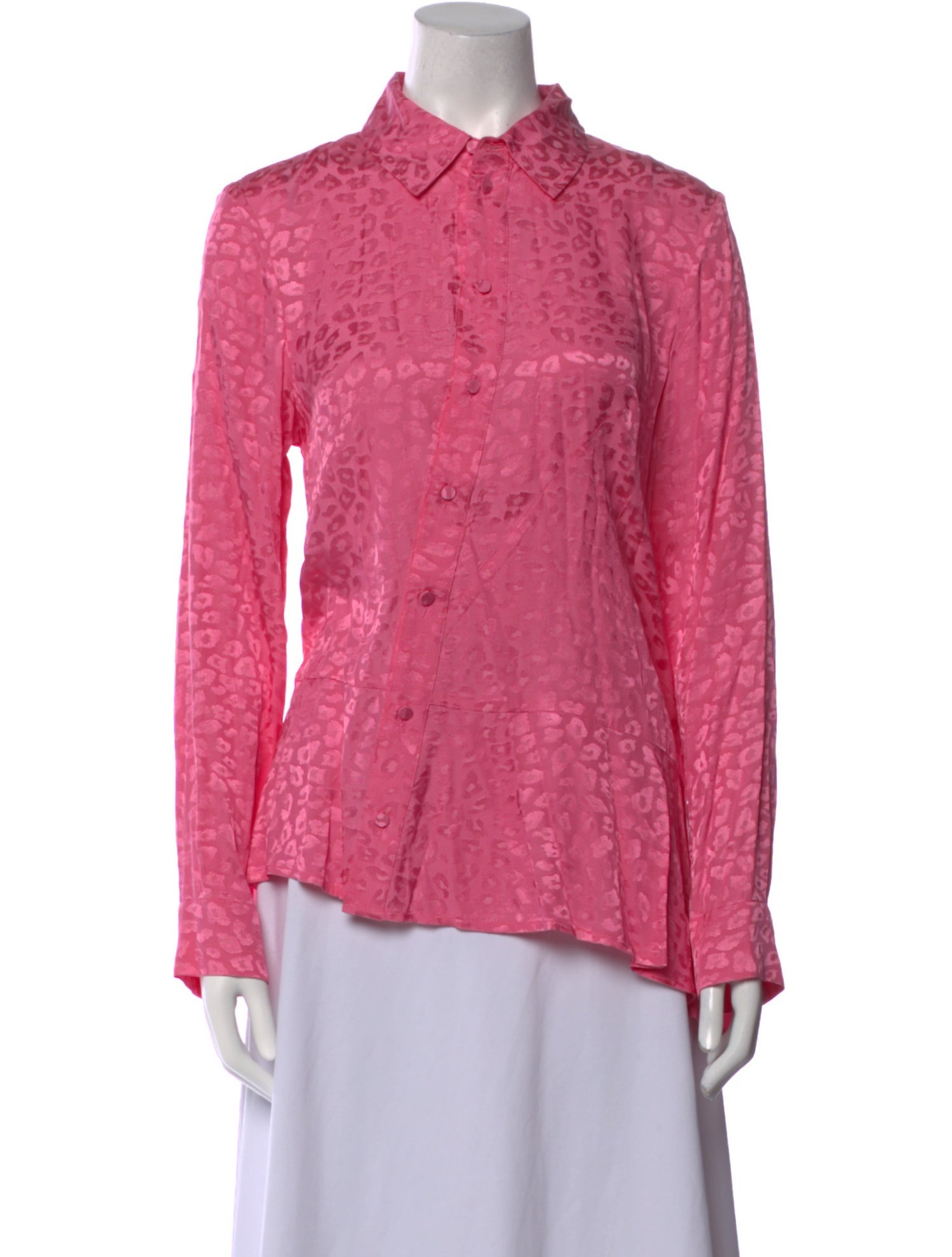 Koché Animal Print Long Sleeve Button-Up Top