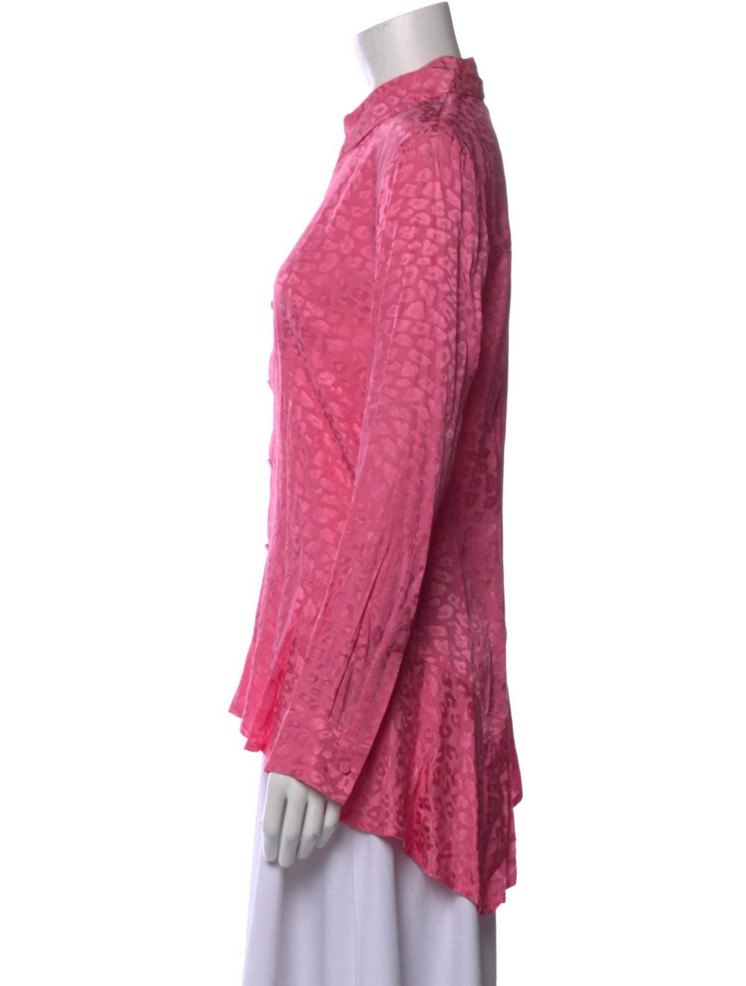 Koché Animal Print Long Sleeve Button-Up Top