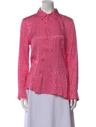 Koché Printed Long Sleeve Button-Up Top