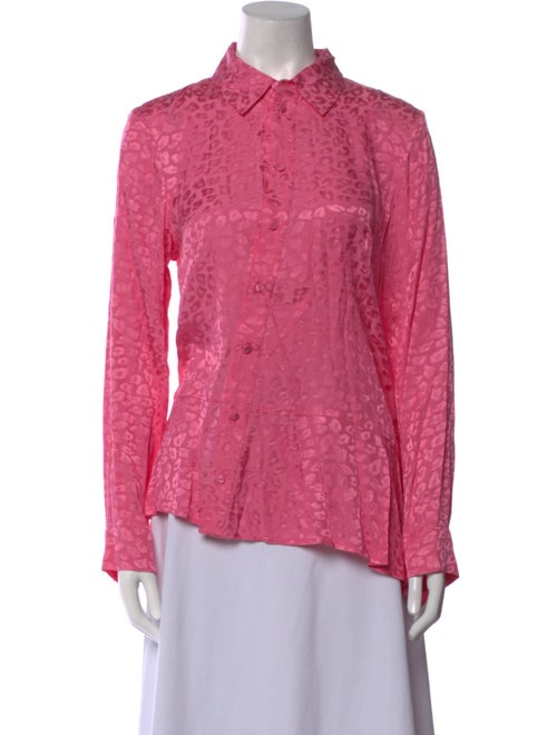 Koché Printed Long Sleeve Button-Up Top