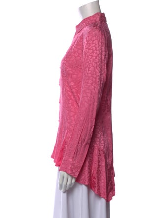 Koché Printed Long Sleeve Button-Up Top