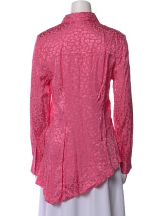 Koché Printed Long Sleeve Button-Up Top