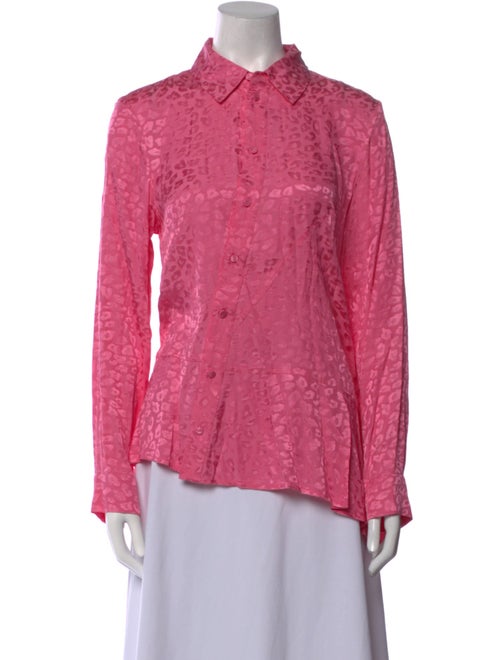Koché Animal Print Long Sleeve Button-Up Top