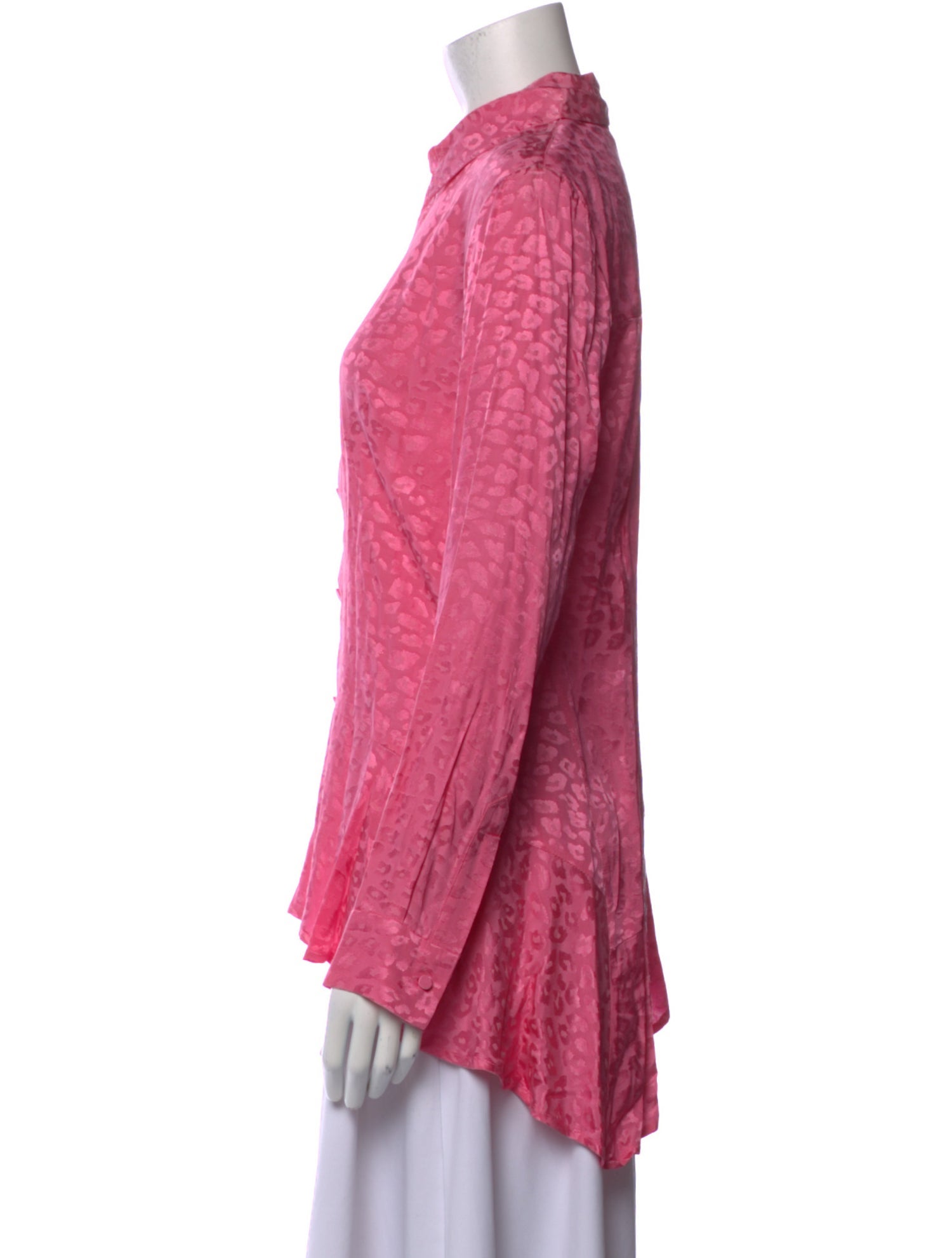 Koché Animal Print Long Sleeve Button-Up Top