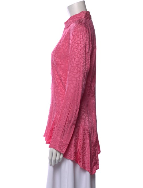 Koché Animal Print Long Sleeve Button-Up Top