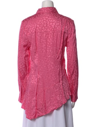 Koché Animal Print Long Sleeve Button-Up Top