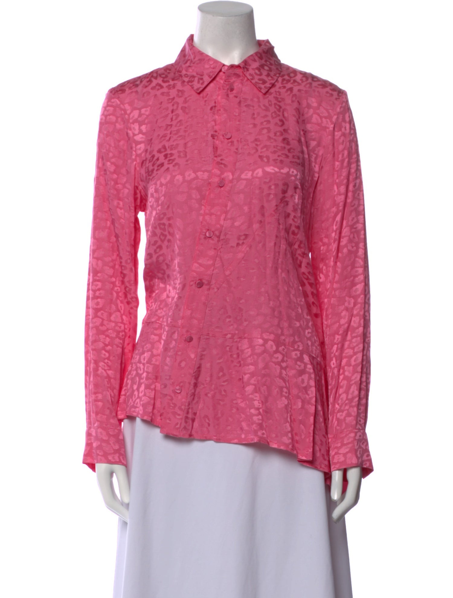 Koché Animal Print Long Sleeve Button-Up Top