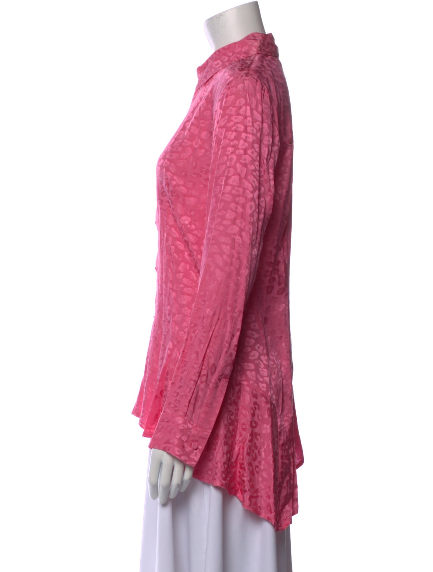 Koché Animal Print Long Sleeve Button-Up Top