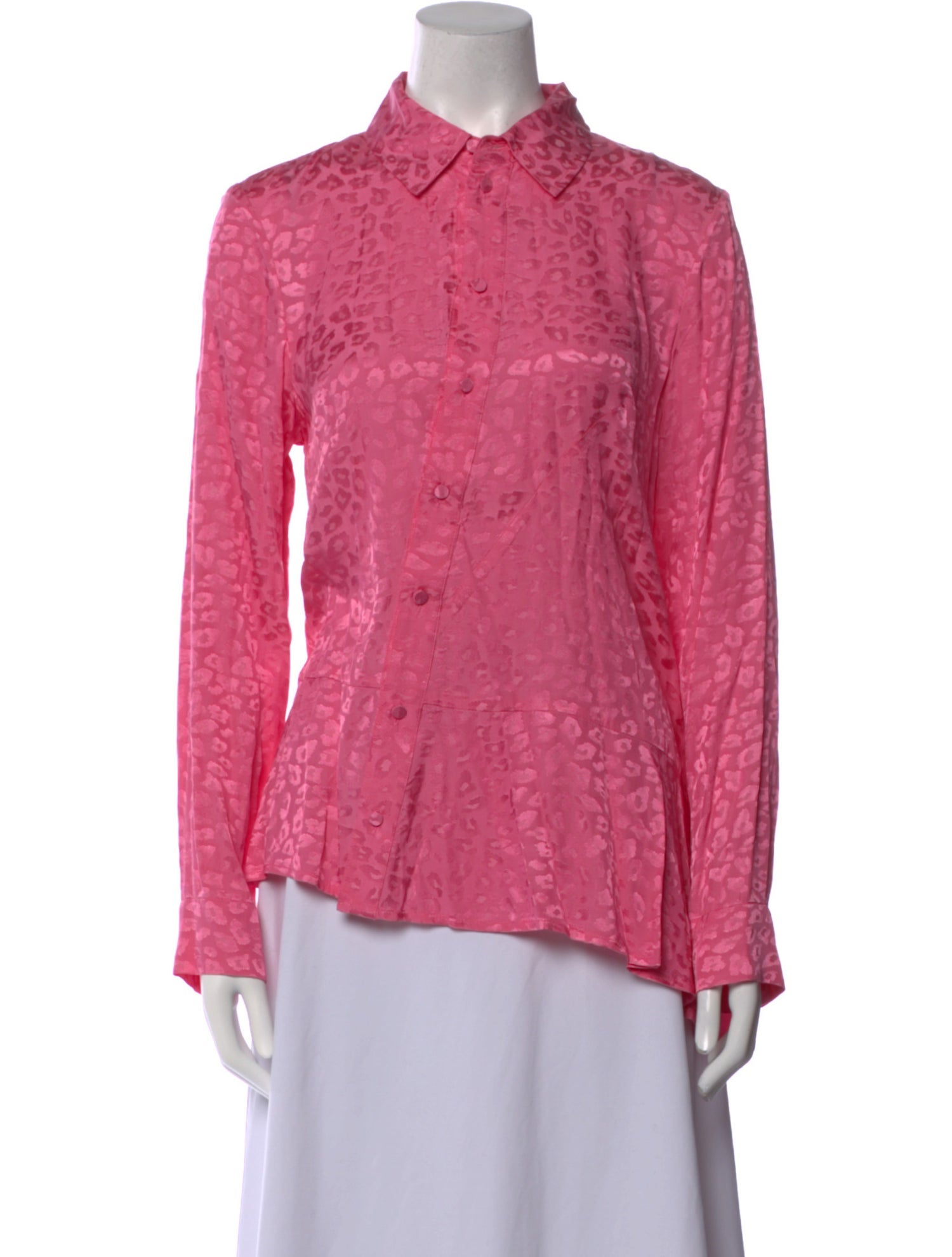 Koché Printed Long Sleeve Button-Up Top