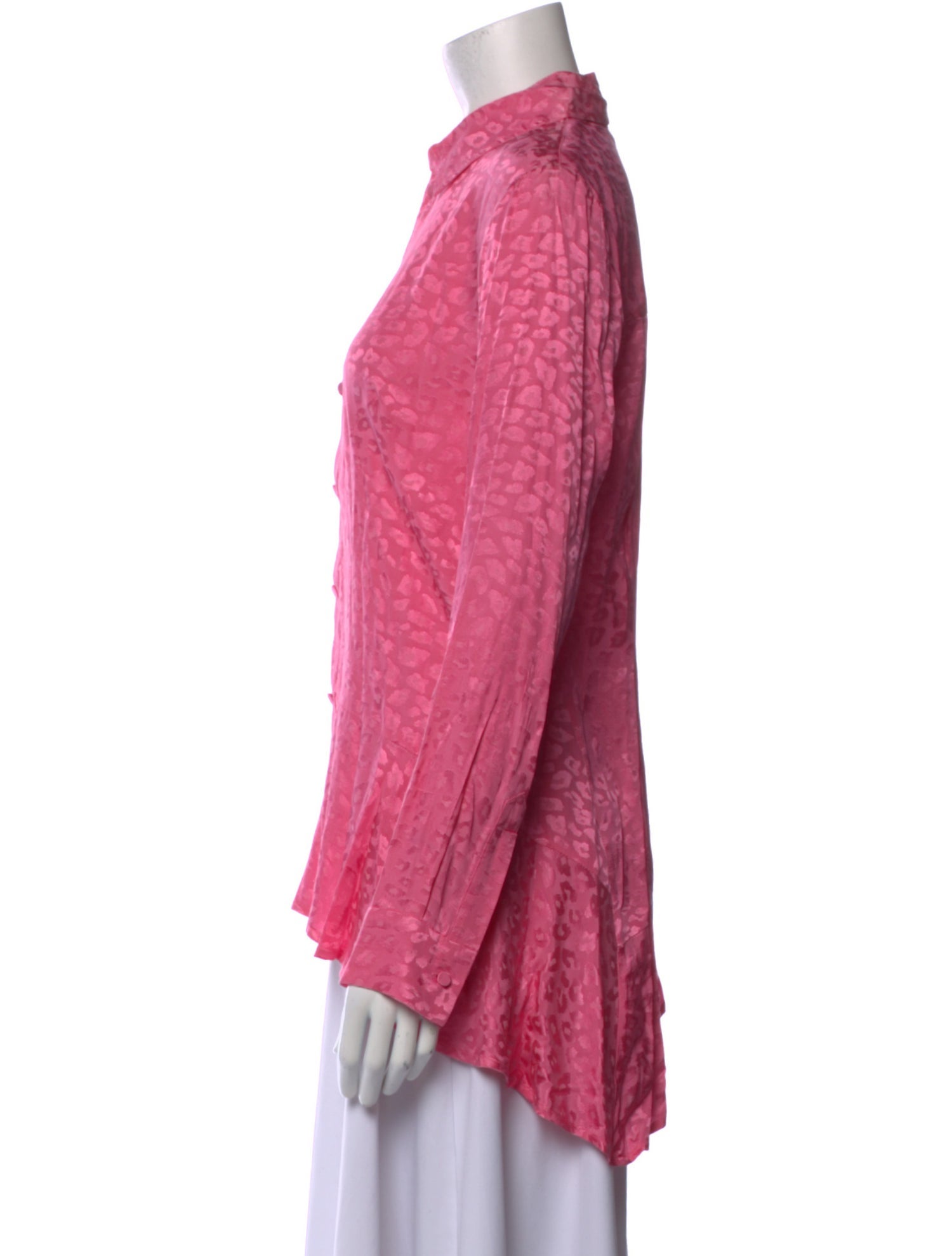 Koché Printed Long Sleeve Button-Up Top