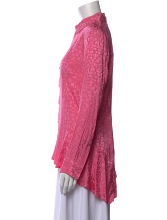 Koché Printed Long Sleeve Button-Up Top