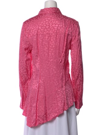 Koché Printed Long Sleeve Button-Up Top