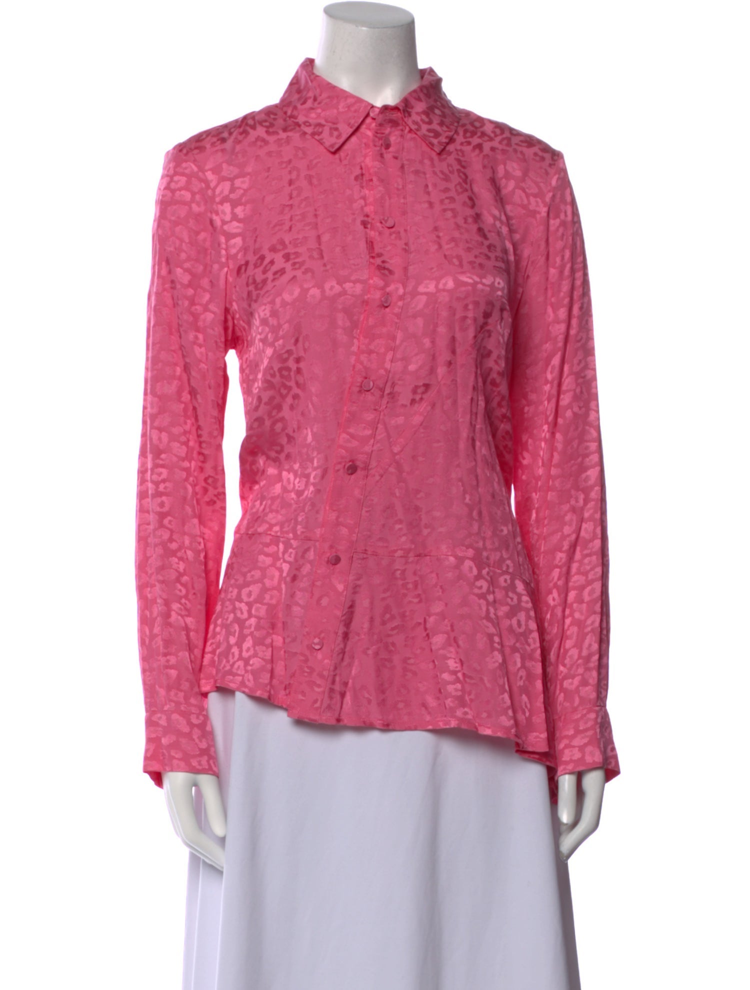 Koché Animal Print Long Sleeve Button-Up Top