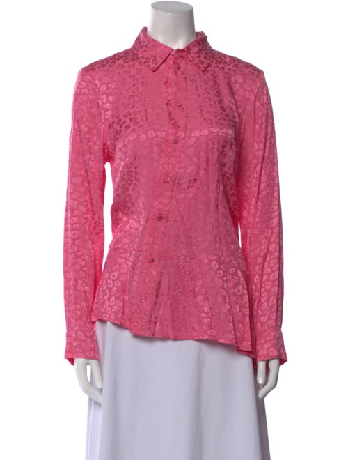 Koché Animal Print Long Sleeve Button-Up Top