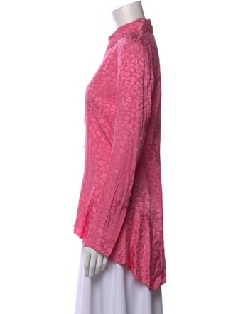 Koché Animal Print Long Sleeve Button-Up Top