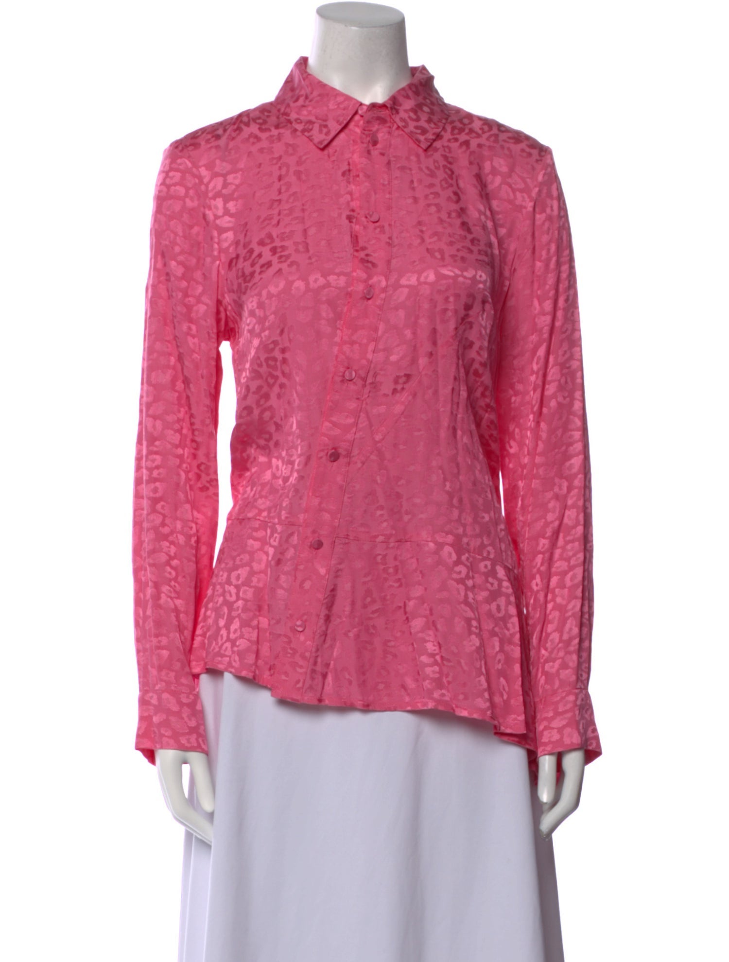 Koché Animal Print Long Sleeve Button-Up Top