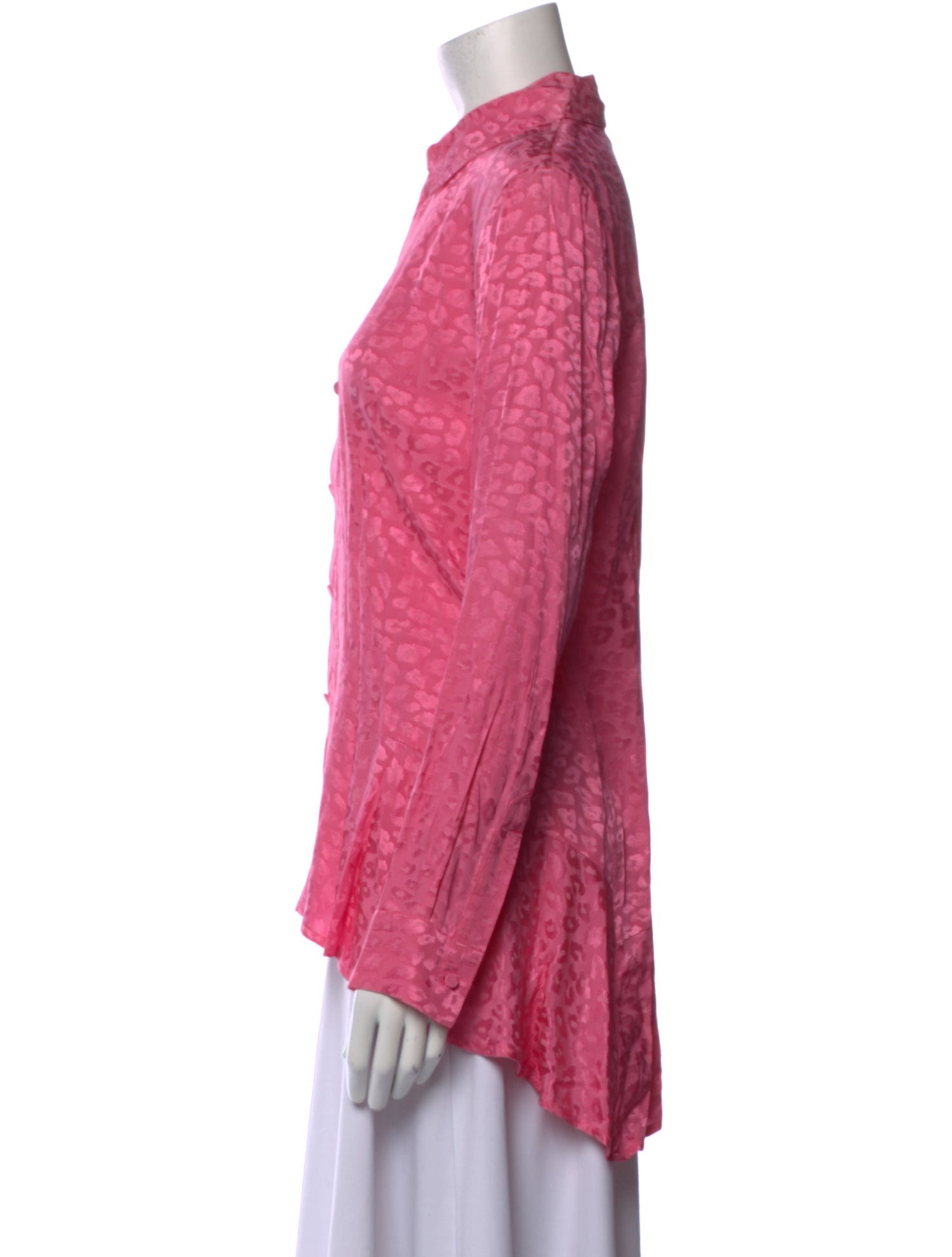 Koché Animal Print Long Sleeve Button-Up Top