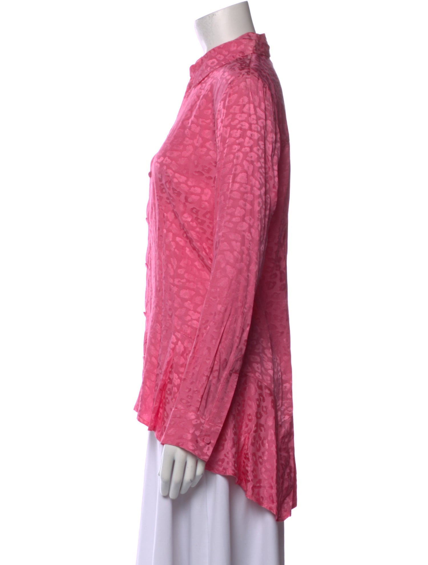 Koché Animal Print Long Sleeve Button-Up Top