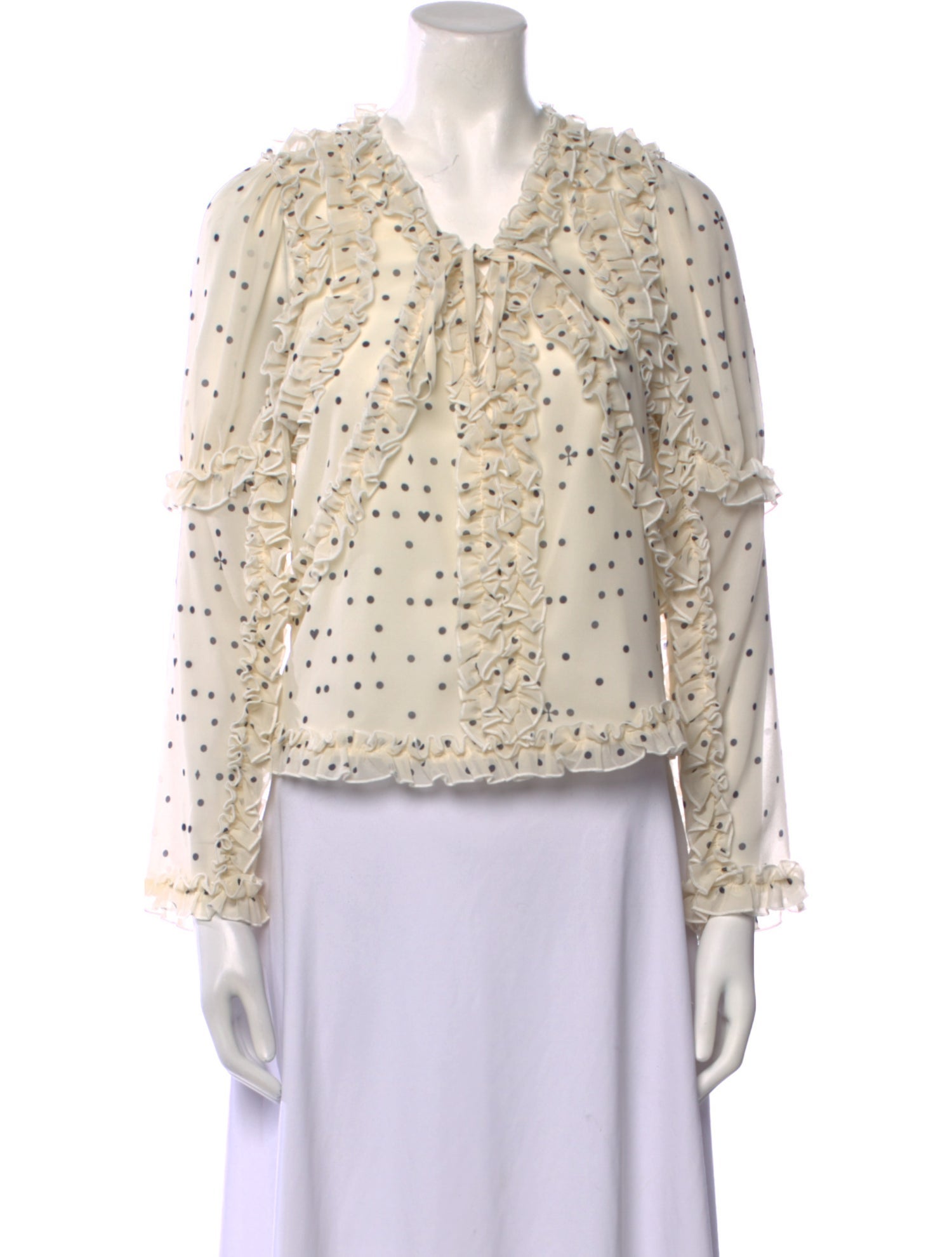 Koché Polka Dot Print V-Neck Blouse