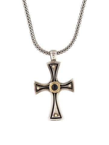 Konstantino Onyx Maltese Cross Pendant Necklace