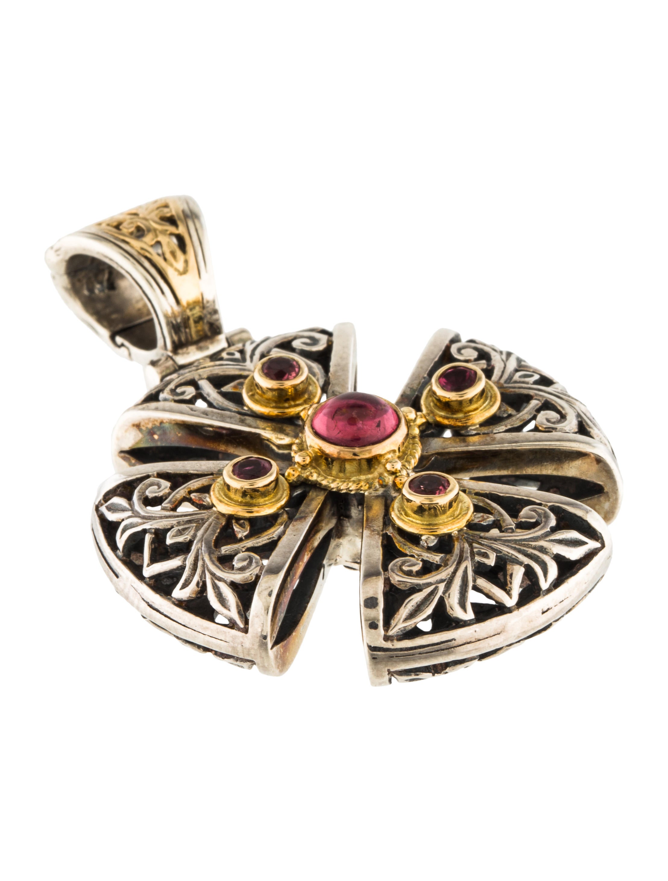 Konstantino TwoTone Pink Tourmaline Cross Enhancer Gold, 18K Yellow