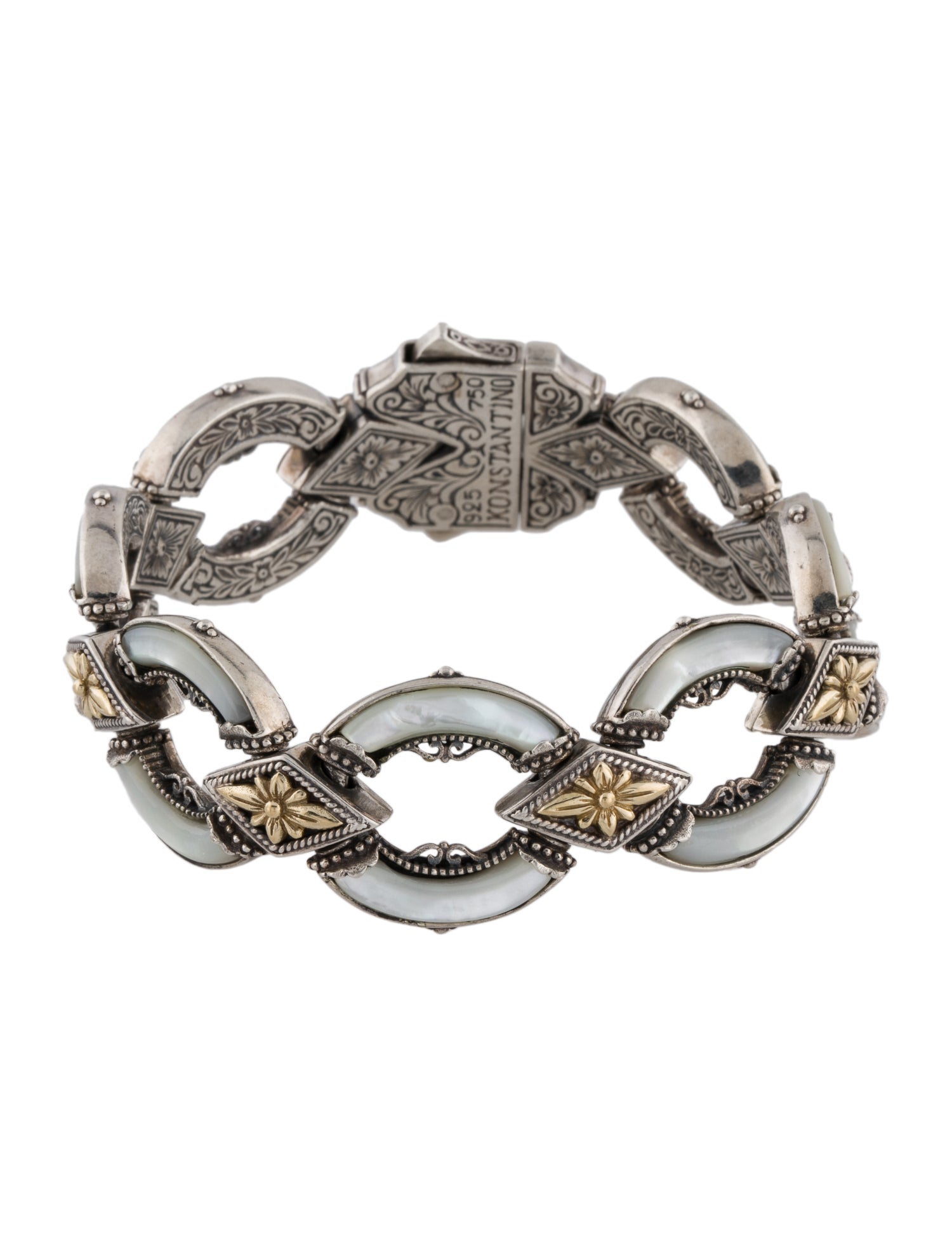 Konstantino TwoTone Mother of Pearl Link Bracelet 18K Yellow Gold