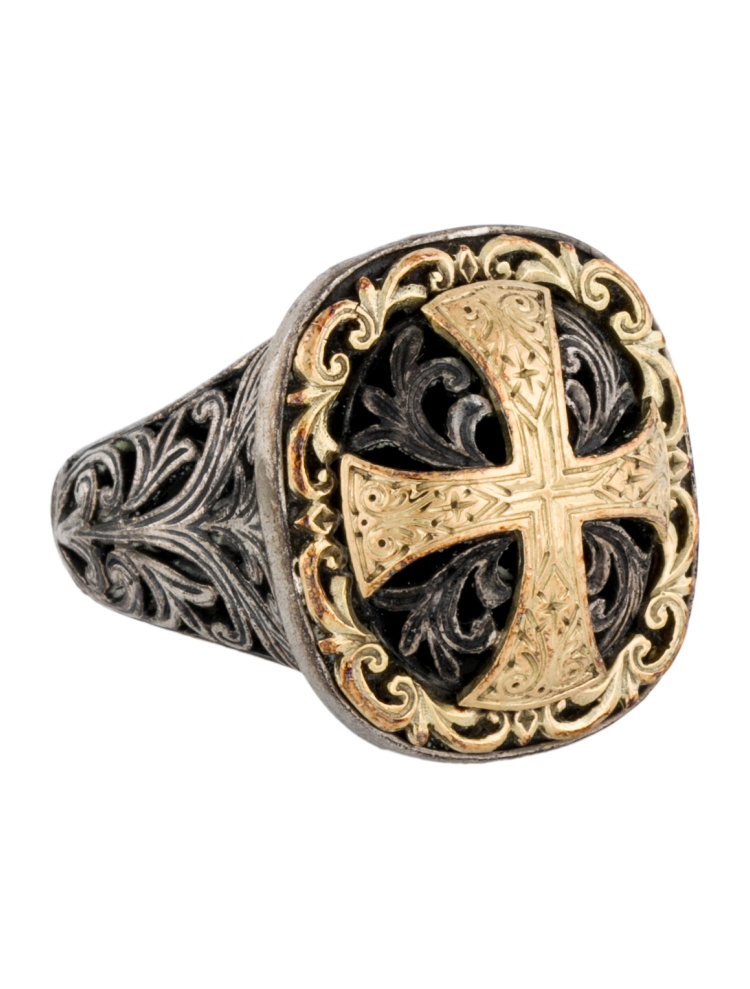 Konstantino Two-Tone Cross Cocktail Ring