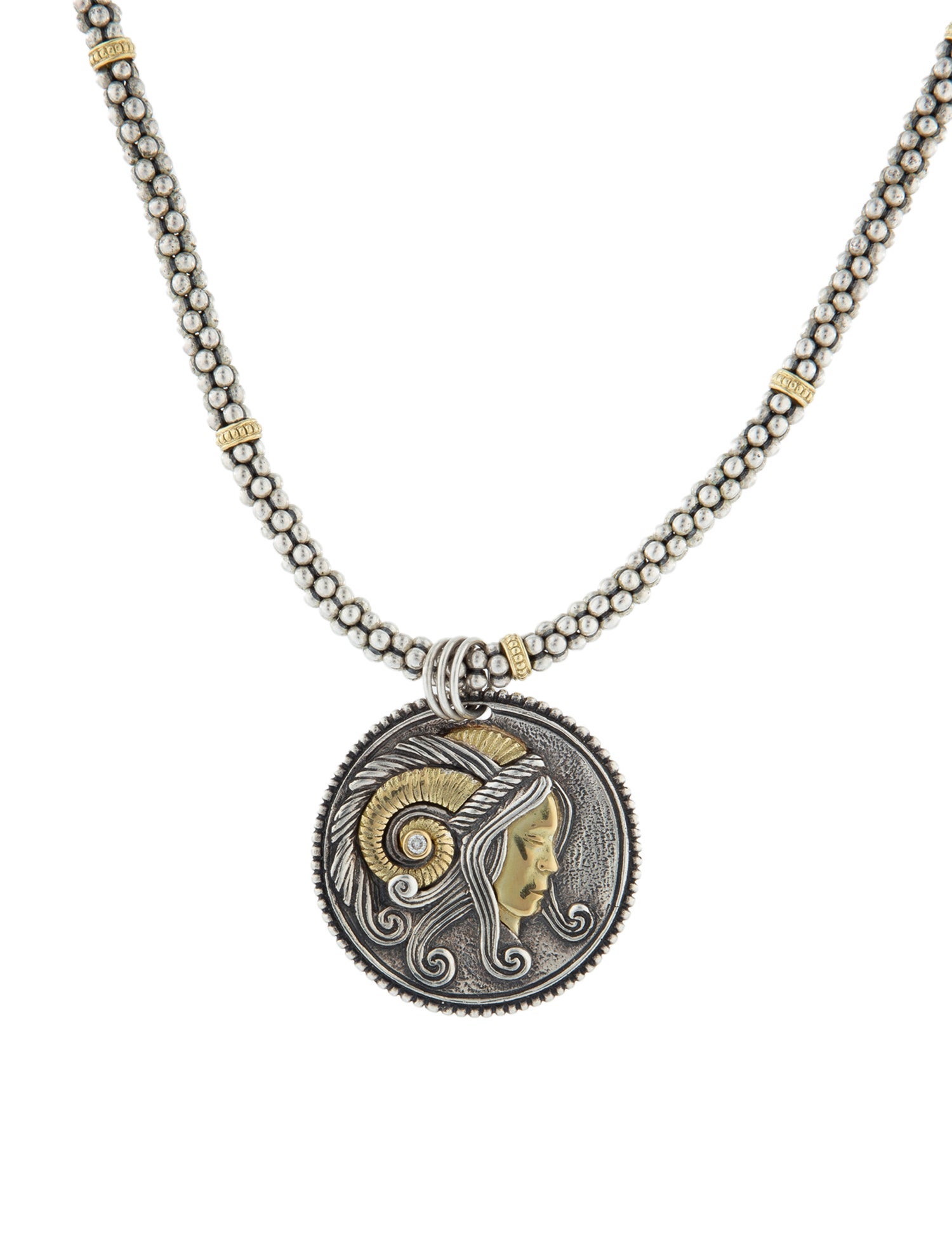 Konstantino Two-Tone Diamond Zodiac Aries Pendant Necklace