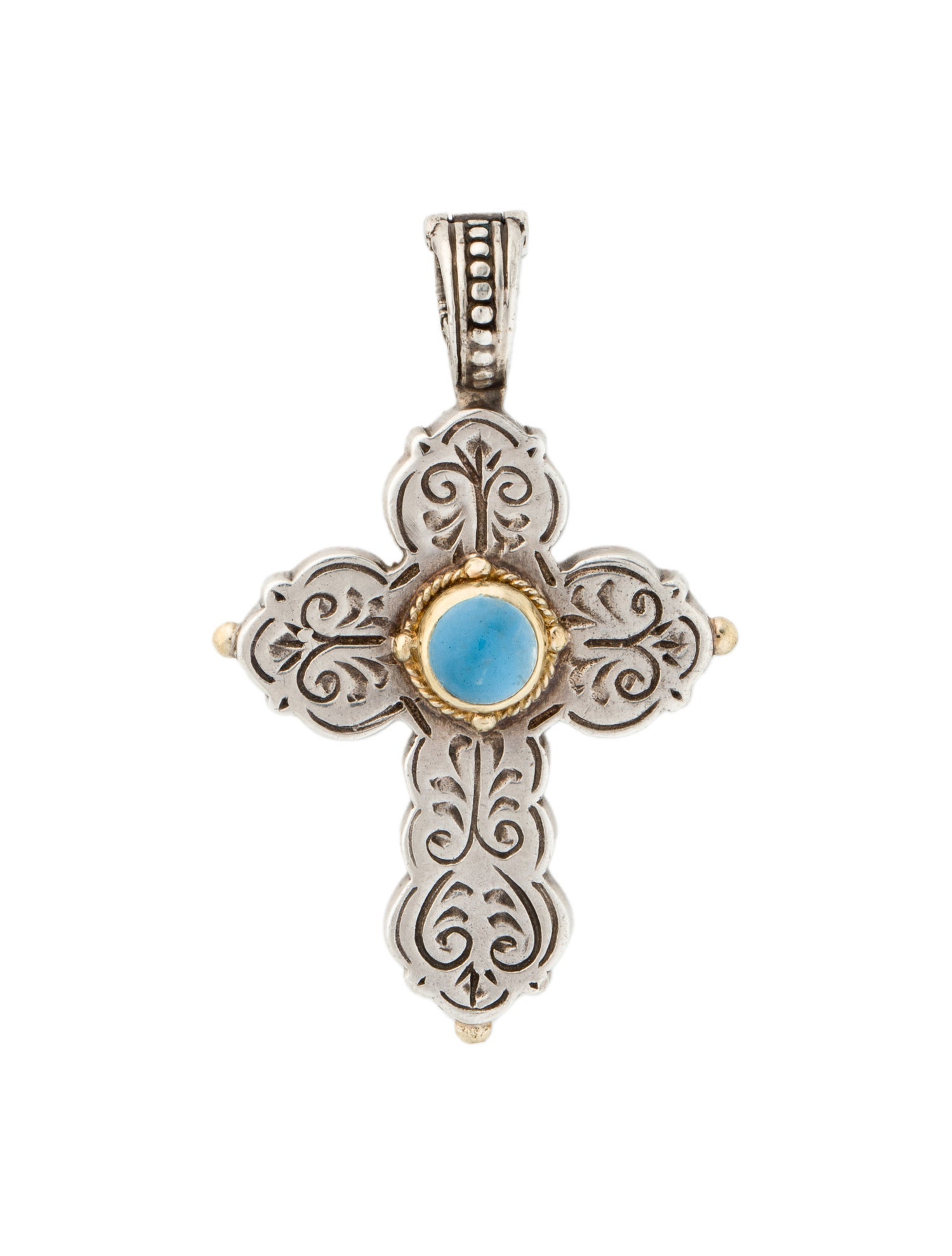 Konstantino Aquamarine Cross Pendant
