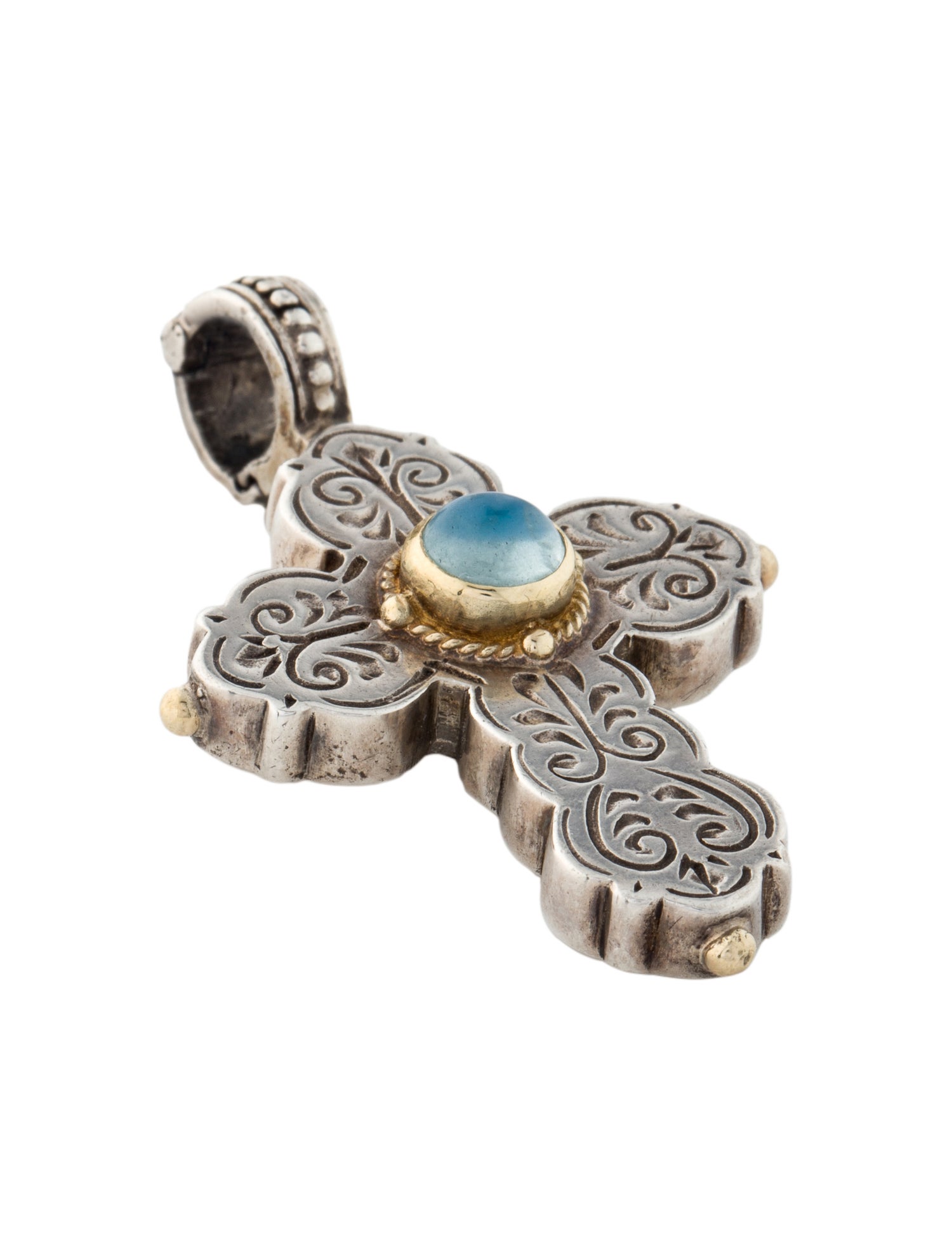 Konstantino Aquamarine Cross Pendant