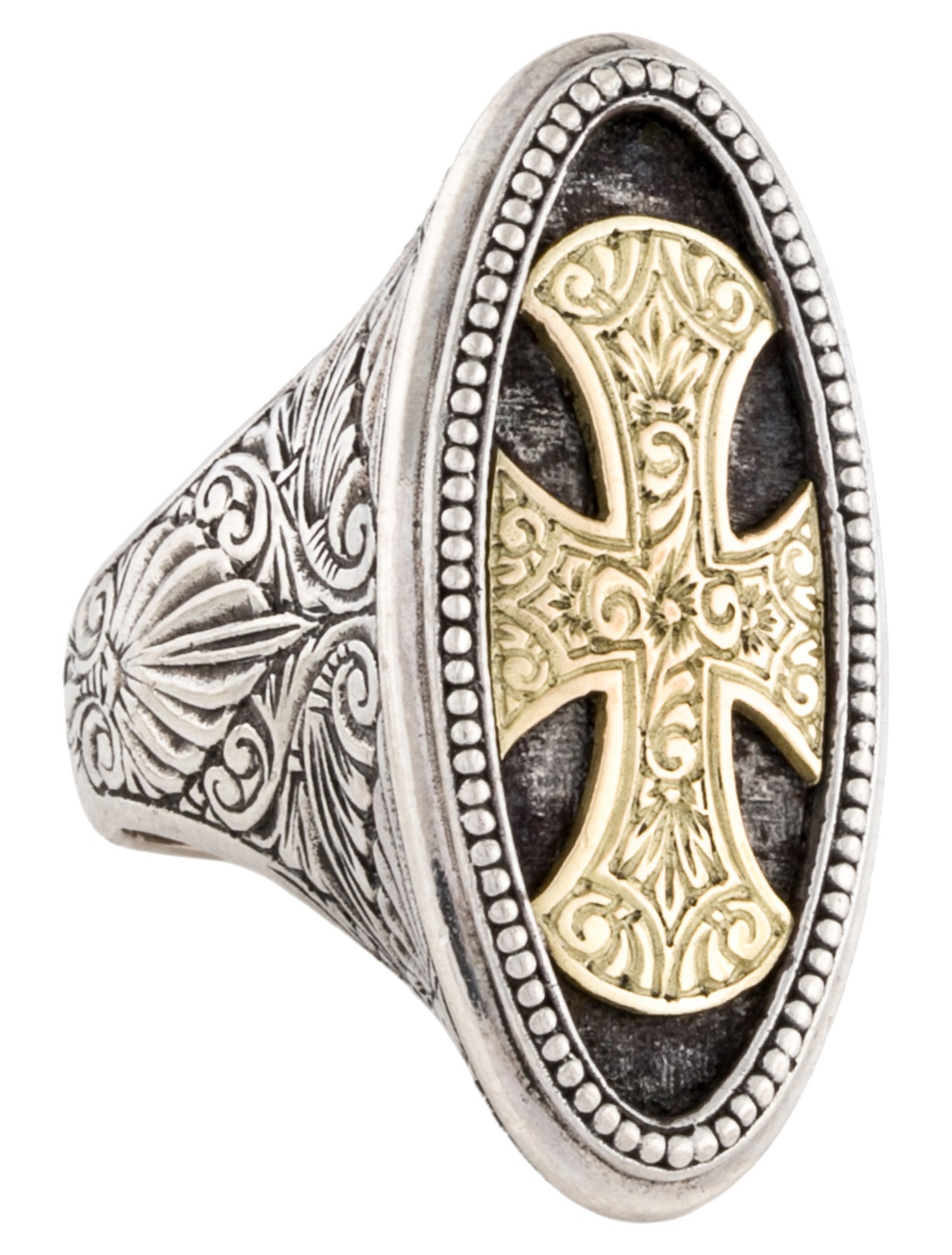 Konstantino Two-Tone Chaykin Byzantine Cross Cocktail Ring