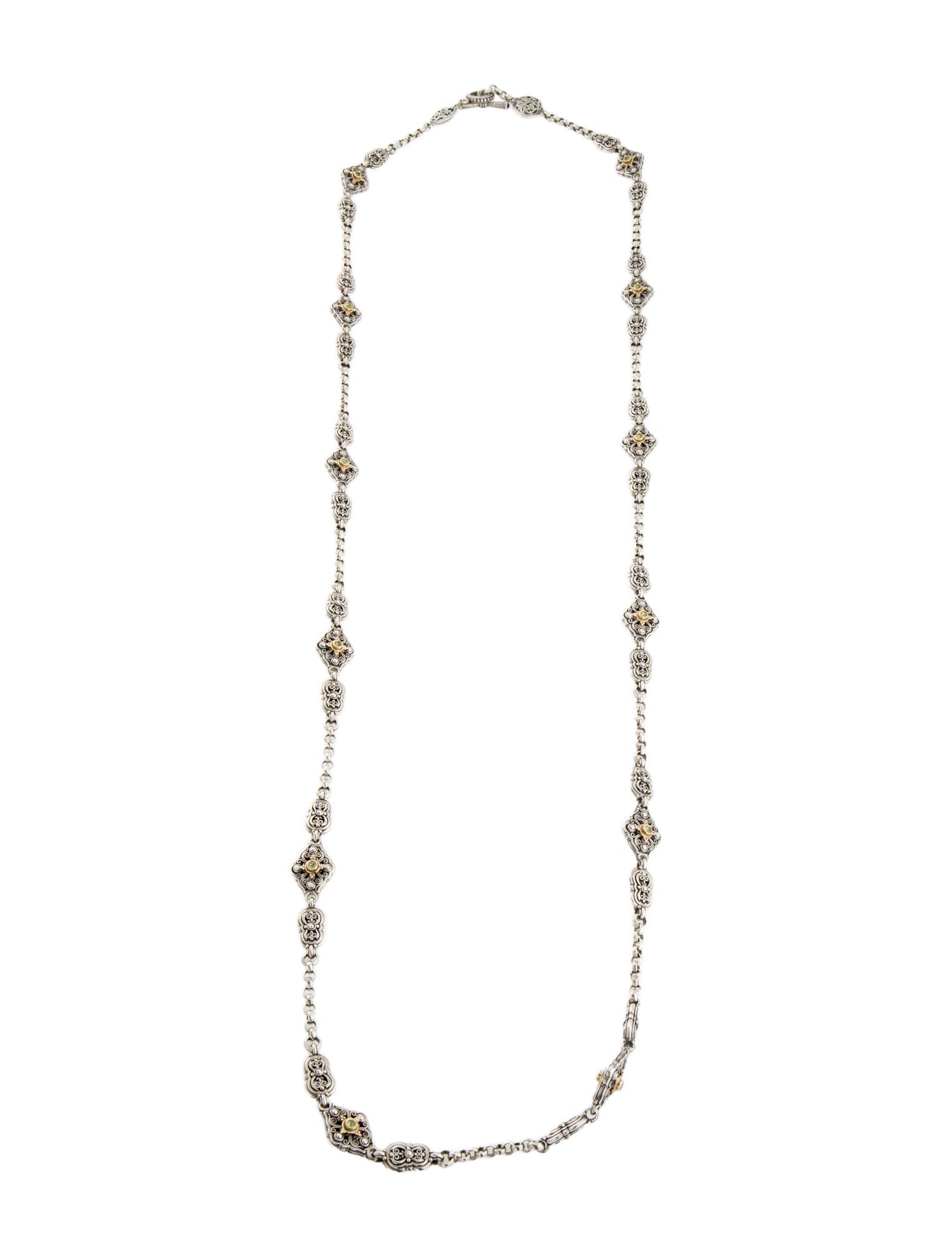 Konstantino Peridot & Garnet Long Station Necklace