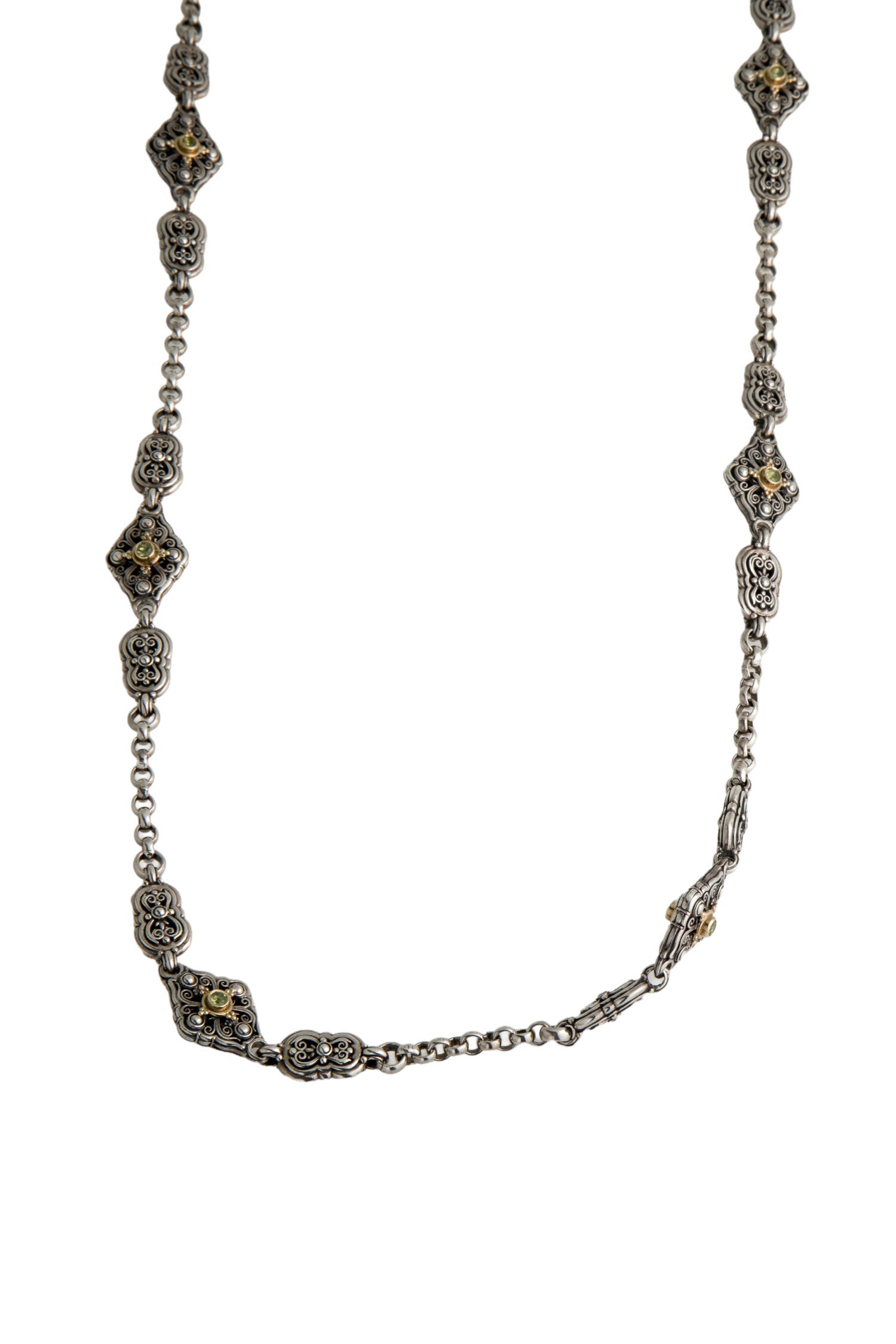 Konstantino Peridot & Garnet Long Station Necklace
