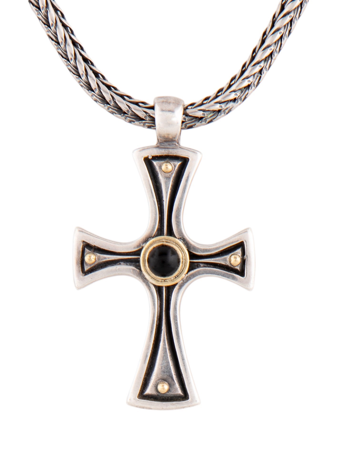 Konstantino Onyx Maltese Cross Pendant Necklace