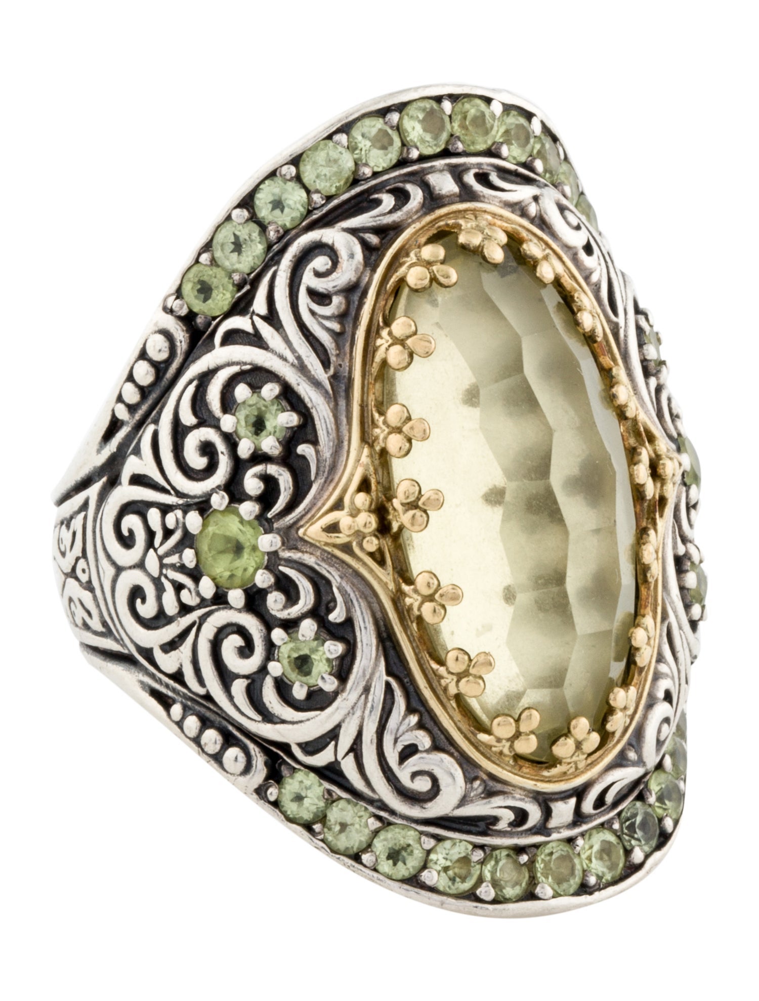 Konstantino Two-Tone Quartz & Peridot Cocktail Ring