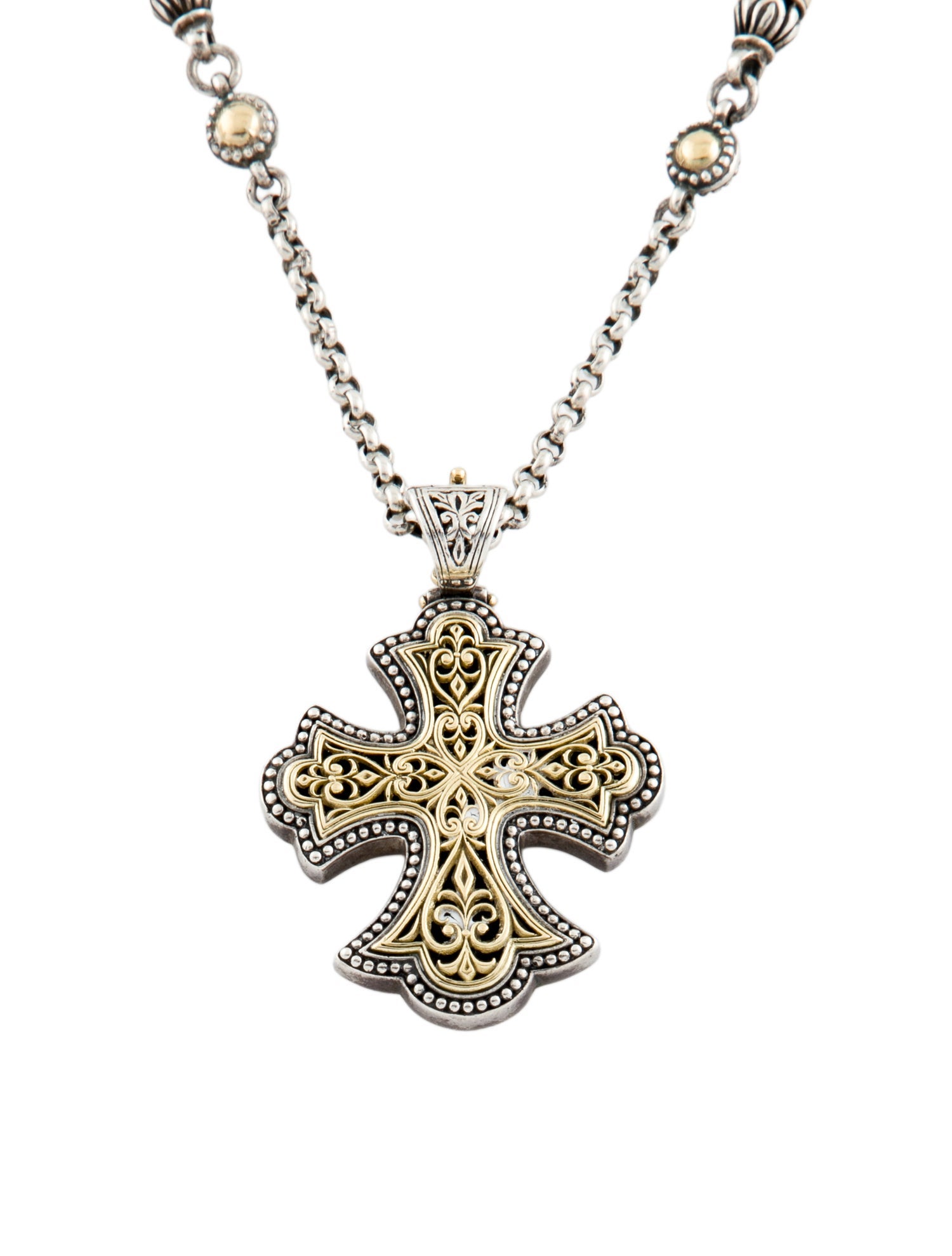 Konstantino Two-Tone Flared Cross Pendant Necklace