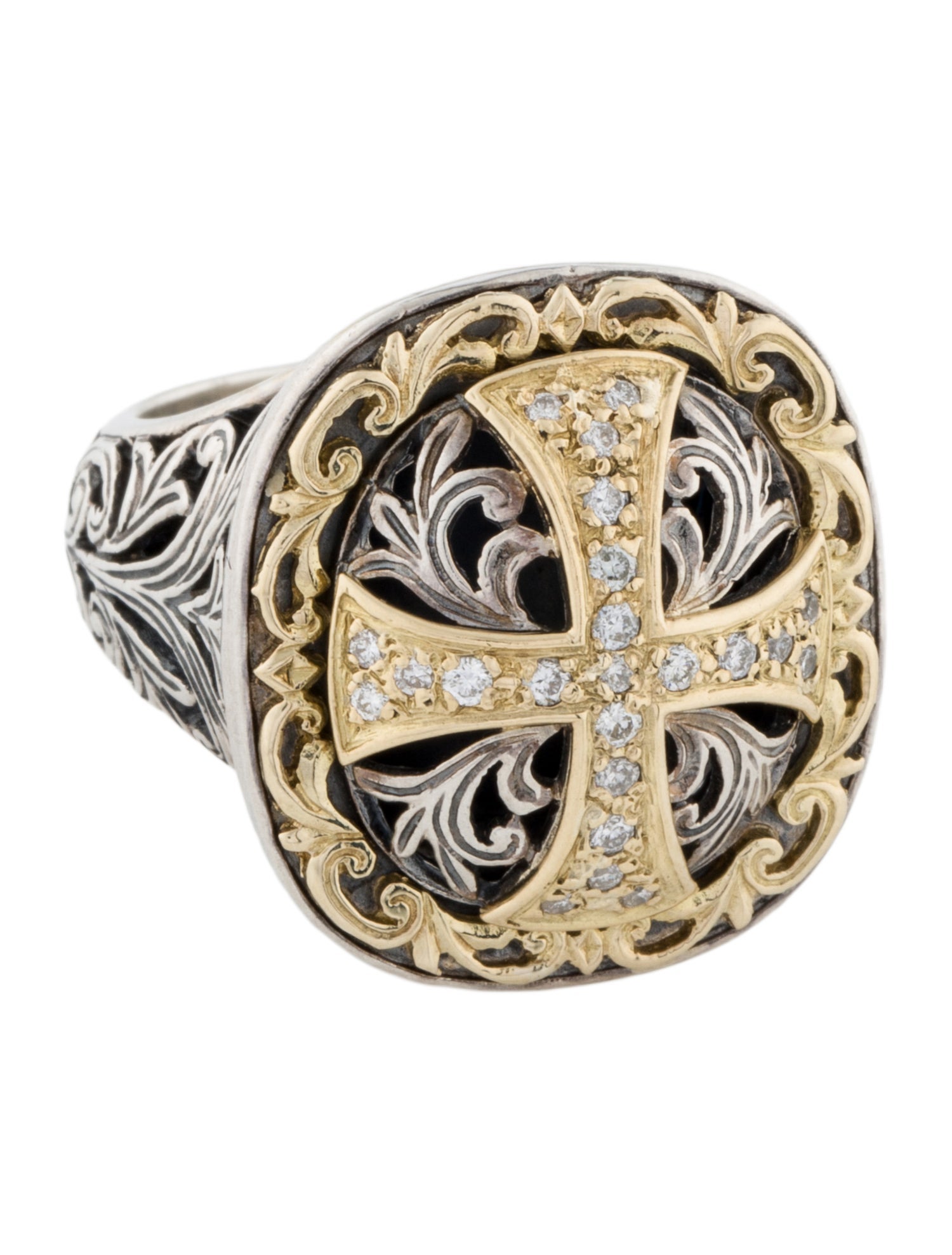 Konstantino Two- Tone Diamond Cross Cocktail Ring