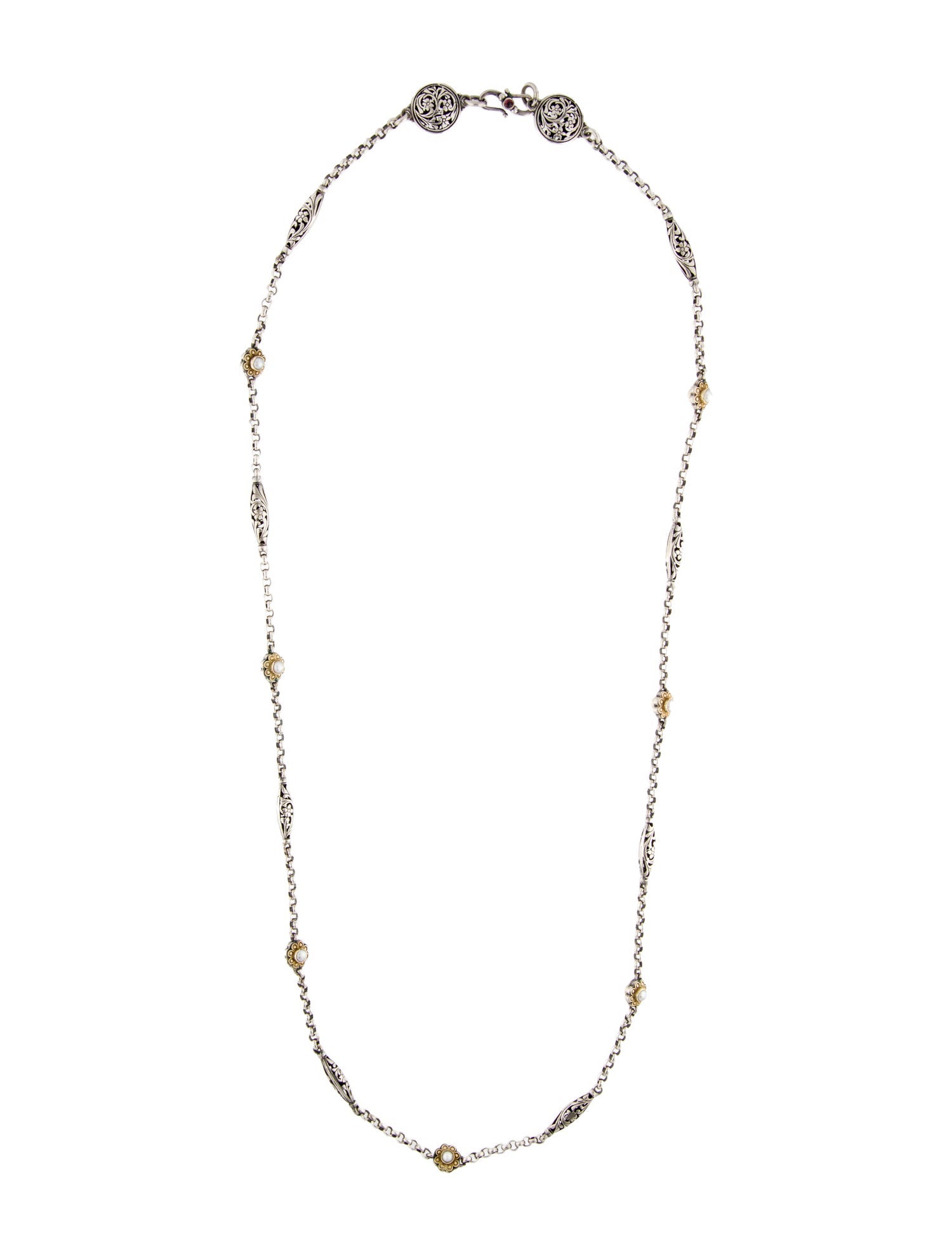 Konstantino Pearl & Garnet Station Necklace