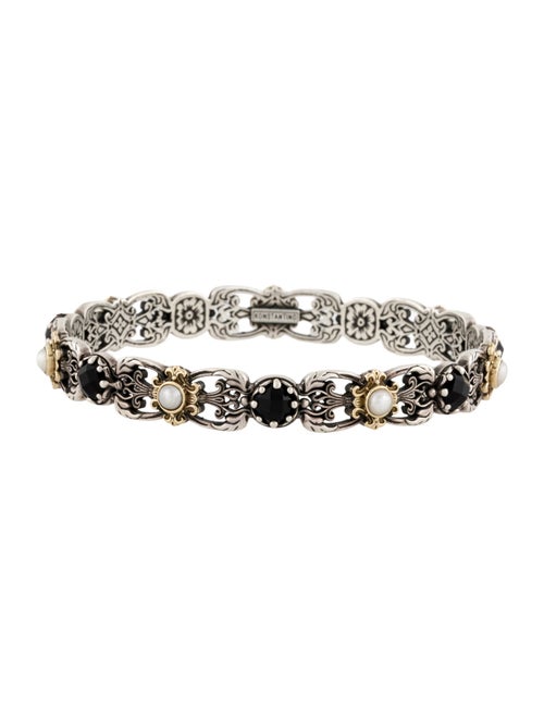 Konstantino Two-Tone Pearl & Onyx Nykta Bangle Bracelet