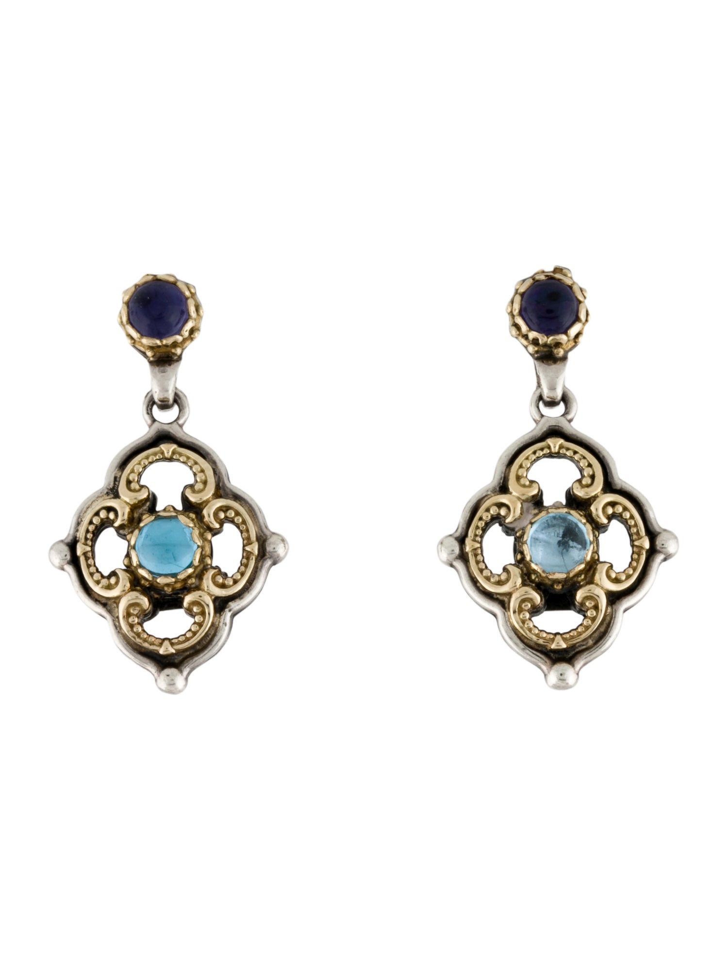 Konstantino Two-Tone Iolite & Topaz Drop Earrings