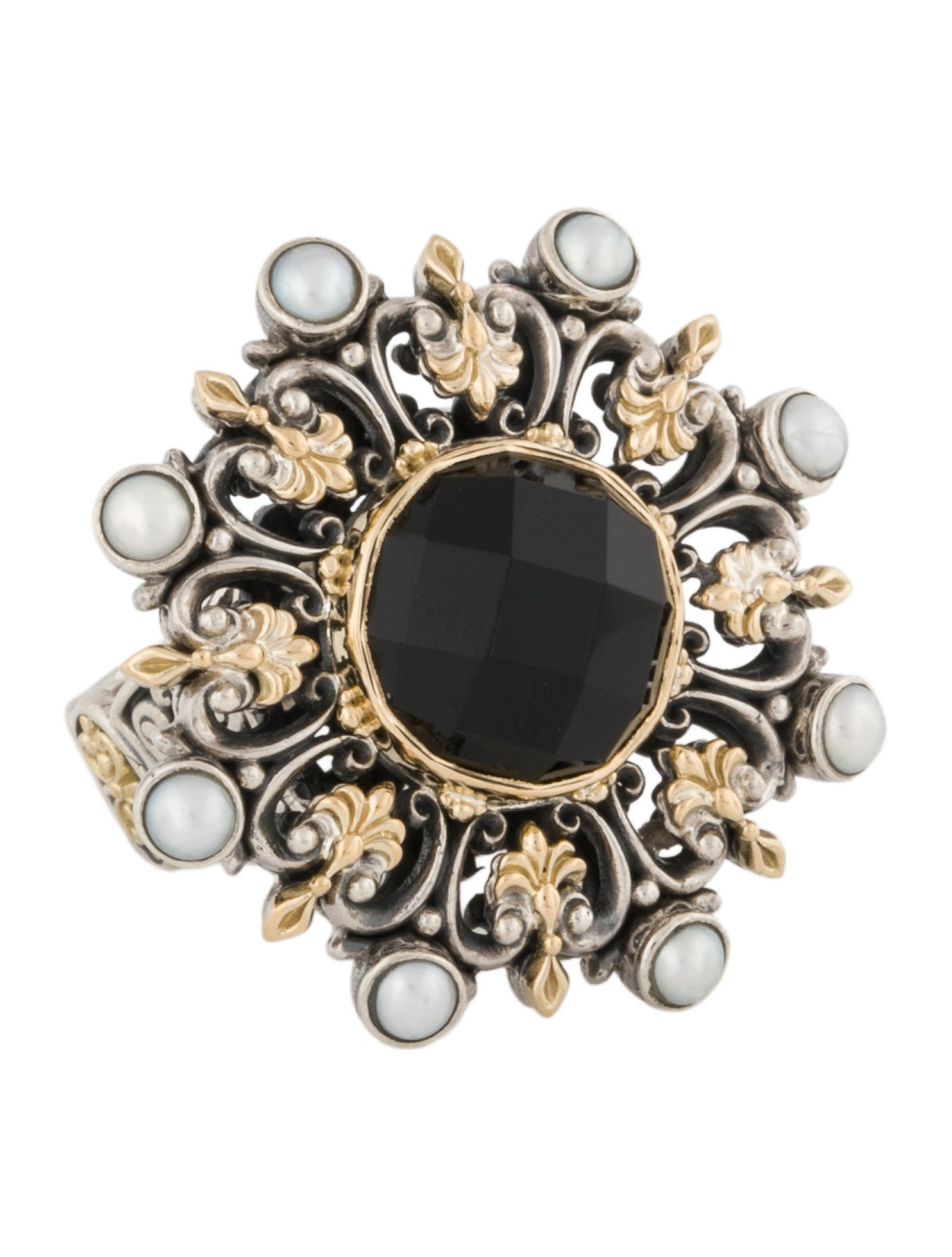 Konstantino Onyx & Pearl Cocktail Ring