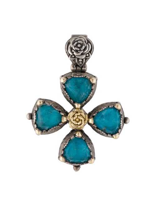 Konstantino Quartz & Chrysocolla Doublet Iliada Cross Pendant