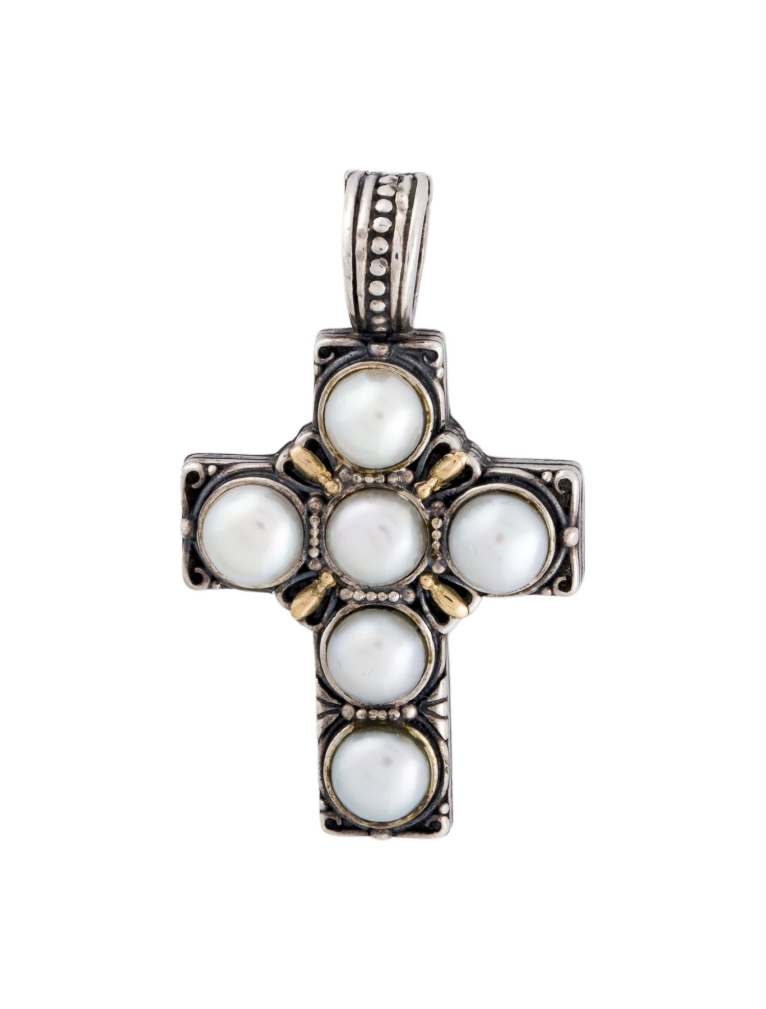 Konstantino Pearl Cross Pendant