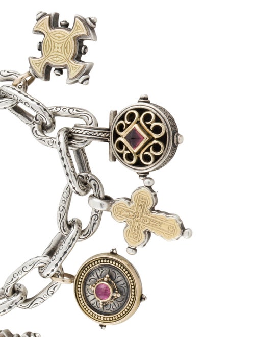 Konstantino Pearl, Tourmaline & Aquamarine Charm Bracelet