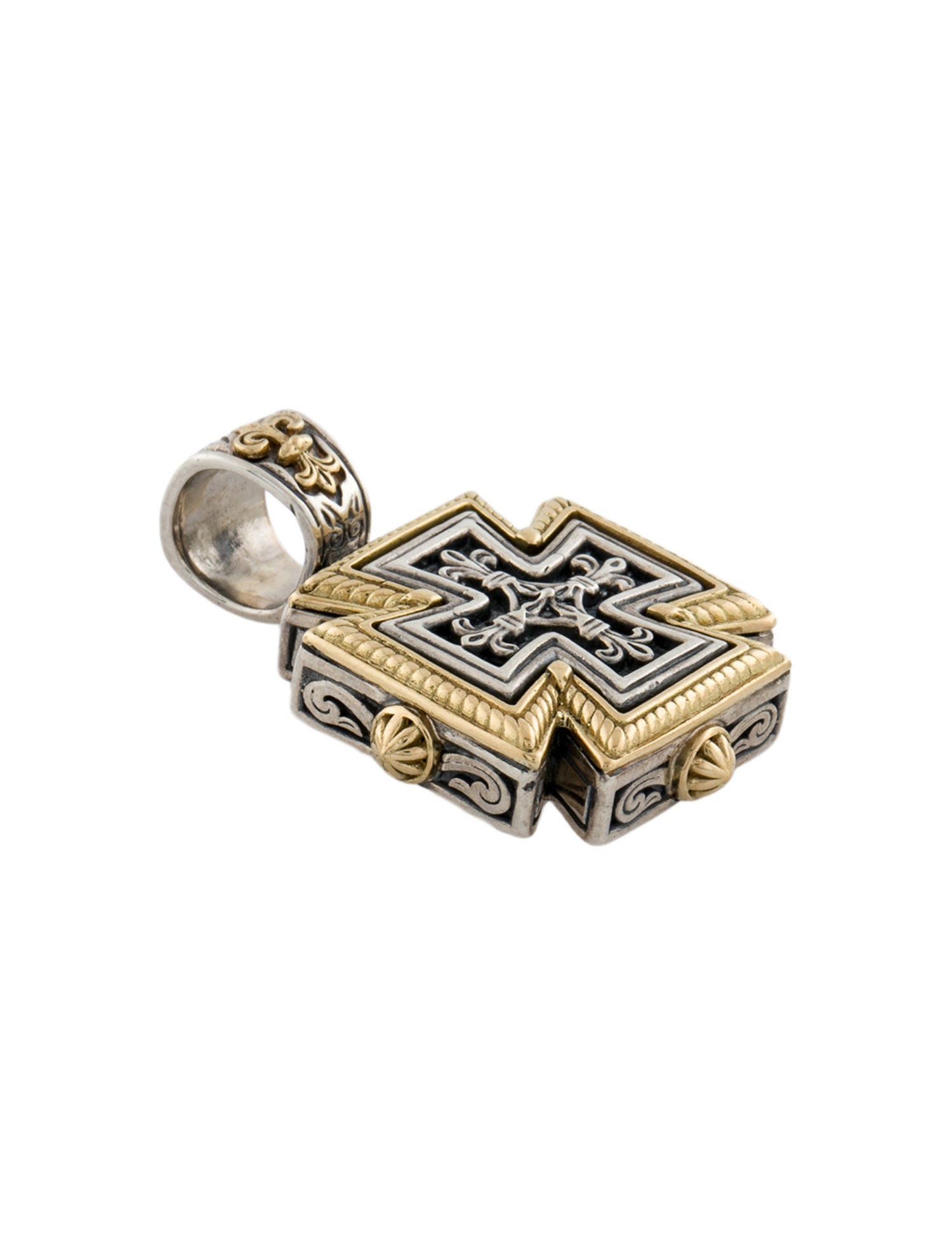 Konstantino Two-Tone Fleur-de-Lis Cross Pendant