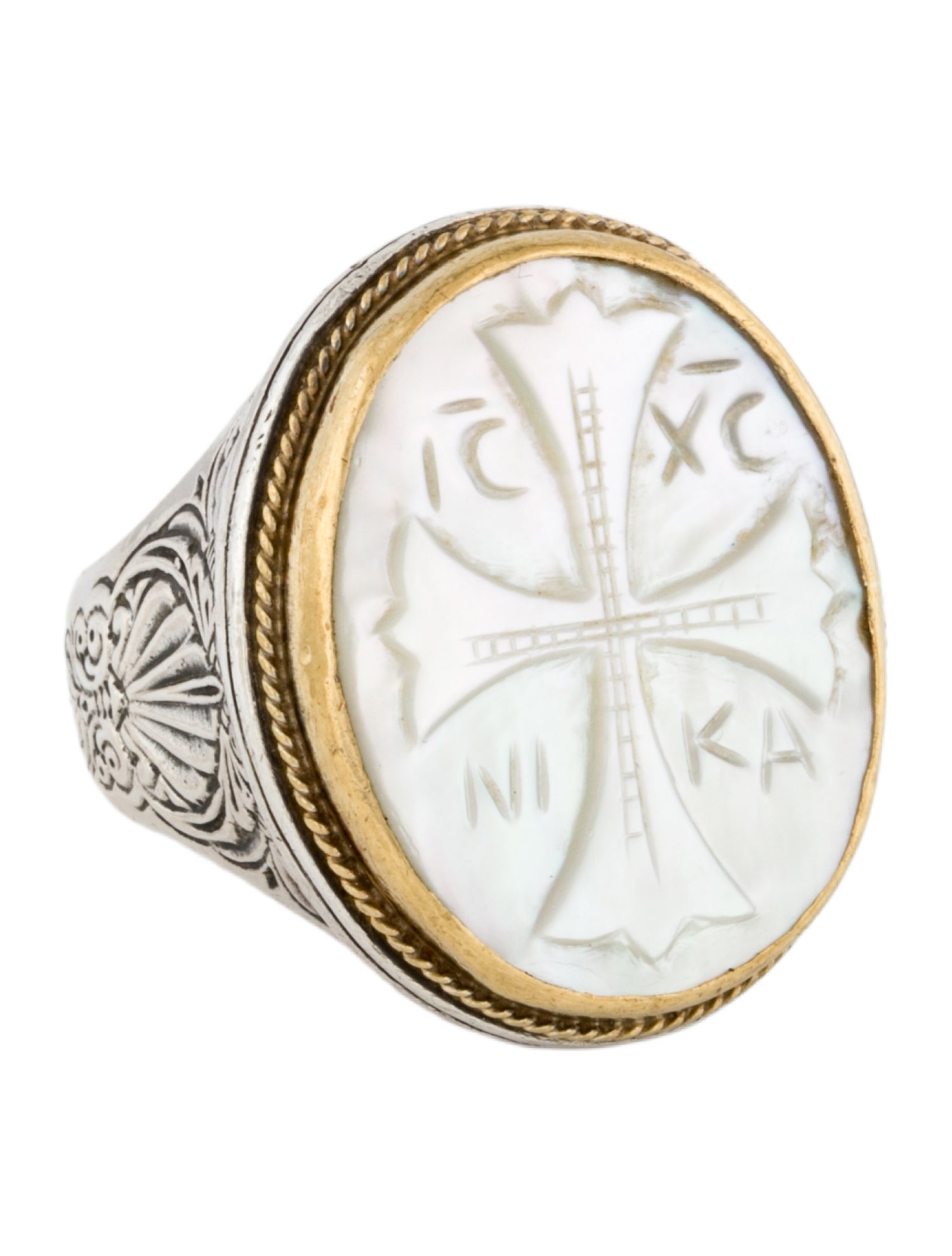 Konstantino Mother of Pearl Maltese Cross Cocktail Ring