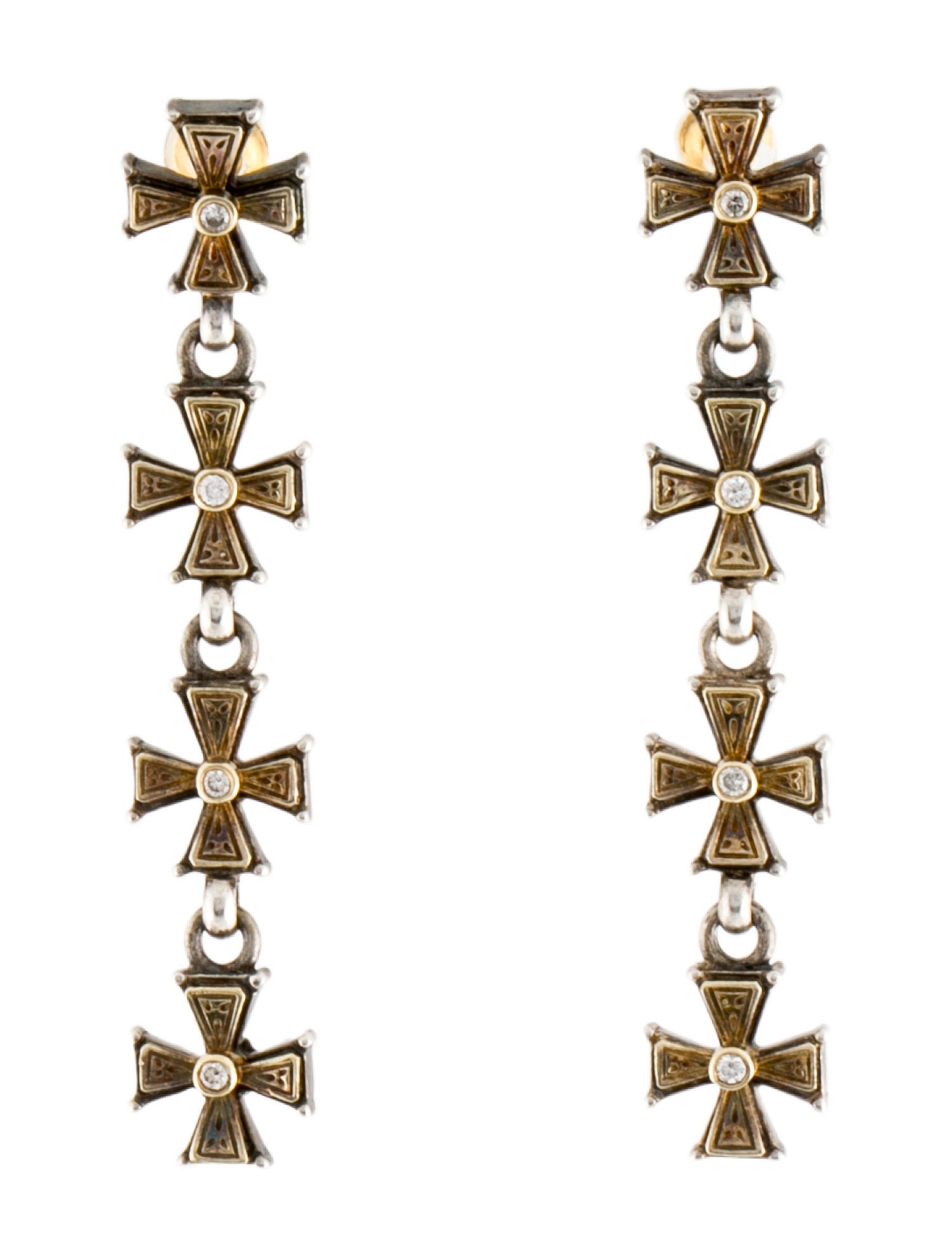 Konstantino Diamond Maltese Cross Drop Earrings