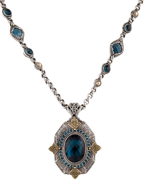 Konstantino Topaz & Garnet Pendant Necklace